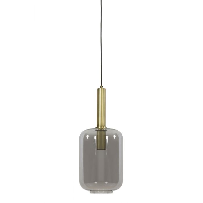 Hanglamp Ã˜22x52 cm LEKAR antiek brons+smoke glas