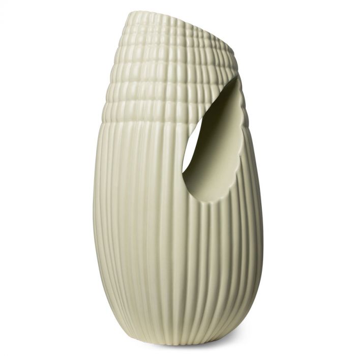 hk objects: ceramic ribbed vase matt minty