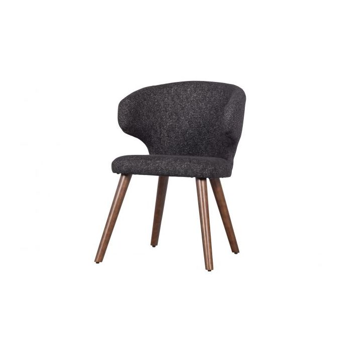 Set 4 stuks CAPE EETKAMERSTOEL GEMELEERDE STOF ZWART