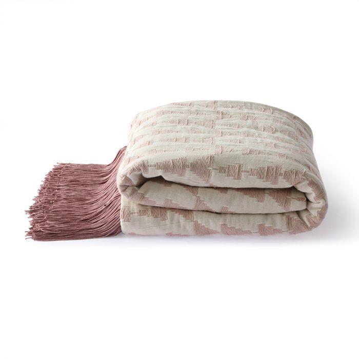 /   jacquard weave throw white/nude (130x170)